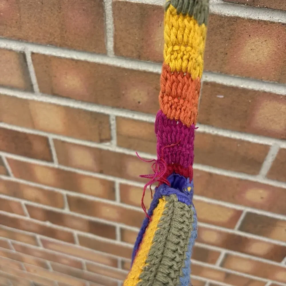 UNIF Rainbow Striped Crochet Bag Crossbody Long Strap